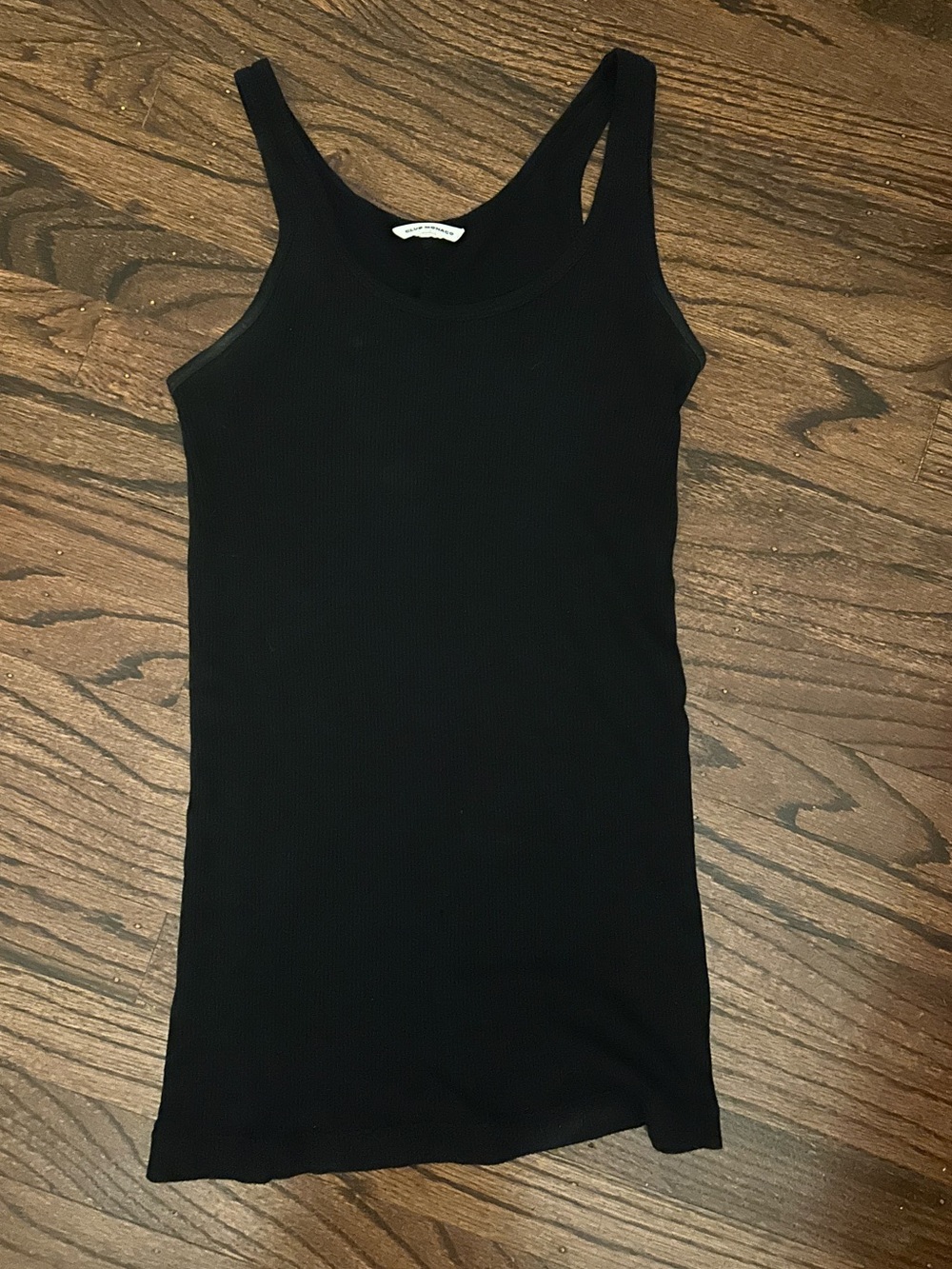 Club Monaco Black Ribbed Scoop-Neck Tank Top